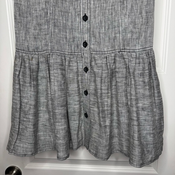 SHANI Linen Drop Waist Gray Ruffle Dress Size 4 ASO Melinda Clarke - Picture 6 of 7